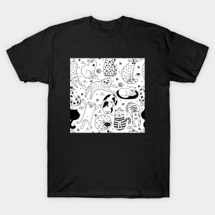 Vintage Black and White Cats T-Shirt